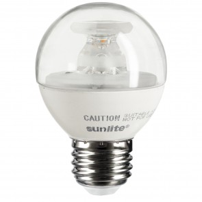 Sunlite 82038-SU G16/LED/5W/CRI90/E26/CL/D/E/30K/6PK G16 Globe 5 Watts 40 Equivalent Wattage 120 Volts Dimmable Plastic Material Clear Finish Medium Screw (E26) G16 Globe Bulbs Warm White 3000K