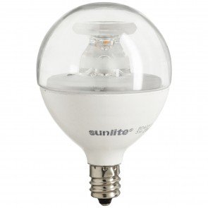 Sunlite 82040-SU G16.5/LED/5W/CRI90/E12/CL/D/E/30K/6PK G16.5 Globe 5 Watts 40 Equivalent Wattage 120 Volts Dimmable Plastic Material Clear Finish Candelabra Screw (E12) G16.5 Globe Bulbs Warm White 3000K