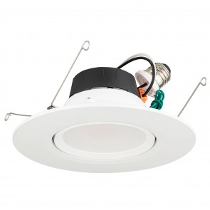 Sunlite 82084-SU LFX/GDL/5/6R/11W/SCT 5"/6" Round 11 Watts 75 Equivalent Wattage 120 Volts Dimmable Metal Material White Finish Integrated LED Residential Recessed Gimbal Style Downlight Fixtures CCT Selectable 27K/30K/35K/40K/50K