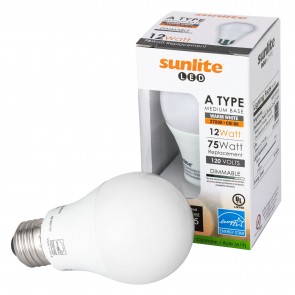 Sunlite 88351-SU A19/LED/11W/E/D/40K A19 Standard 11 Watts 75 Equivalent Wattage 120 Volts Dimmable PC & Aluminum Material White Finish Medium Screw (E26) A19 A Series Bulbs Cool White 4000K