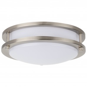 Sunlite 88484-SU LFX/DCO10/BN/16W/E/D/SCT 16 Watts 120 Volts 1100 Lumens Dimmable Steel & Acrylic Brushed Nickel Finish Integrated LED Indoor Surface Mount Double Band Fixtures CCT Selectable 30K/40K/50K