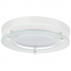 Sunlite 88675-SU LFX/FGF/17W/30K/8?/WH/2PK 17 Watts 17 Equivalent Wattage Round Shape 120 Volts 1200 Lumens Dimmable Metal & Glass White Finish Integrated LED Indoor Surface Mount Decorative Fixtures Warm White 3000K