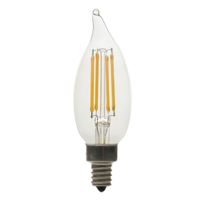Luxrite LR21593 LED5CFC/CL/27K/D 4.09 inch 5 Watts CFC CA11 E12 Base 500 Lumens FLAME TIP LED LIGHT BULB Soft White 2700K