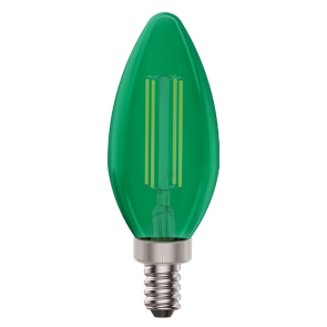 Luxrite LR21742 LED4.5CTC/GREEN/E12/FIL 3.97 inch 4.5 Watts CTC B11 E12 Base FILAMENT TORPEDO LED LIGHT BULB Color Temperature GREEN